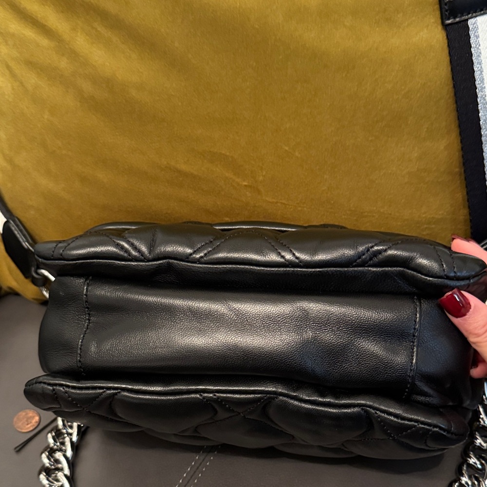 Marc Jacobs Pillow Black Quilted Crossbody Bag with Striped Strap - Picture 7 of 10
